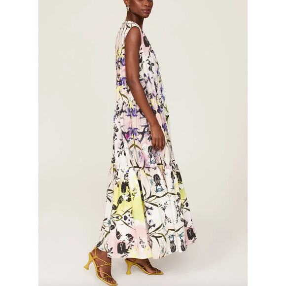 Bibhu Mohapatra Floral Tiered Ruffle Maxi Dress XS Cottage Cotton Sundress $475 - Picture 2 of 12